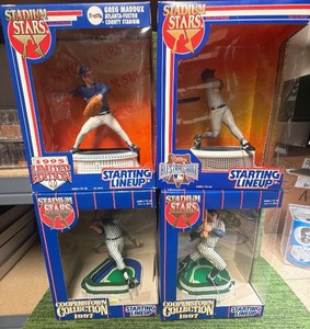 Starting Line Up Stadium Stars 1995-8 Action Figures Lot of 4 Greg Maddux, Mantle, Ruth