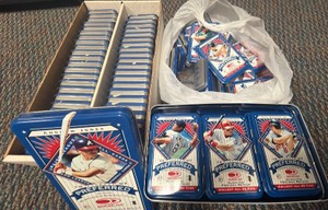 Doruss Preferred 1997 Precious Metals tins.1998 Donruss Preferred Empty Tins (Jeter Gwynn Thomas Griffey Ripken)