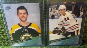 2020-2021 Upper Deck Young Guns #704 Callum Booth Rookie Boston Bruins RC2020-21 Upper Deck Young Guns #484 Pius Suter Rookie Blackhawks Canucks RC