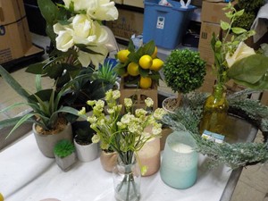 Artificial Plants, Wreath and Candle
