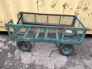 Heavy-duty steel mesh garden utility wagon