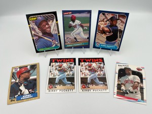 Kirby Puckett Baseball Card Lot including 1986 Leaf, 1986 Fleer, and More (NM)