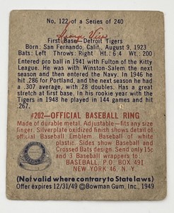 1949 Bowman Baseball #122 George Vico Detroit Tigers