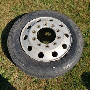 25570R22.5 Tire and Rim with Bald Spot