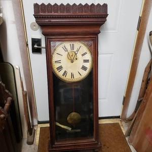 Wall-mounted Clock with Carved Wooden Details 50.5 tall