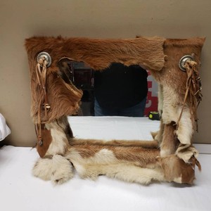 Fur and Leather Wall Mirror