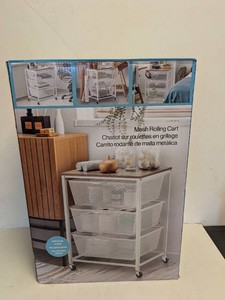MESH ROLLING CART WHITE