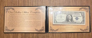 Vintage 1957 One Dollar Silver Certificate Framed Display
