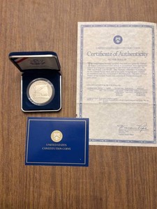 1987 United States Constitution Commemorative Silver Dollar With COA