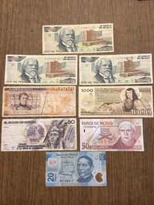 Banco De Mexico Historical Mexican Peso Banknotes (Lot of 8)