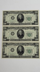 1934 $20 Federal Reserve Notes - Consecutive Serial Numbers (Lot of 3)