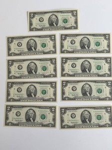 1963 United States $2 Star Notes, Consecutive Serial Numbers (Lot of 9)