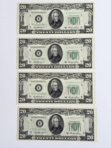 United States $20 Federal Reserve Notes Series 1950 (Lot of 4)