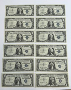 1957 $1 Silver Certificates - Consecutive Serial Numbers (Lot of 12)