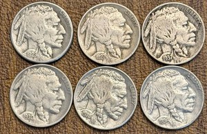 United States Buffalo Indian Head Nickels - Dated 1929-1937 (Lot of 6)