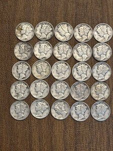 Vintage Mercury Dime Collection - 25 Coins
