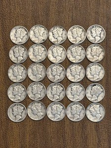 United States Mercury Silver Dimes - Mixed Dates (Lot of 25)