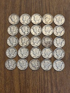 United States Mercury Silver Dimes - 25 -Coin Group