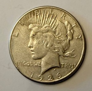 1926 Peace Dollar - United States Silver Dollar, 90% Silver, Circulated
