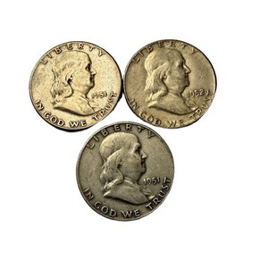 Franklin Half Dollar Coins (Lot of 3) 1951-1952