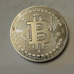 Bitcoin Coin - Silver-Tone Metal Token with Circuit Board Back, 33 mm Diameter