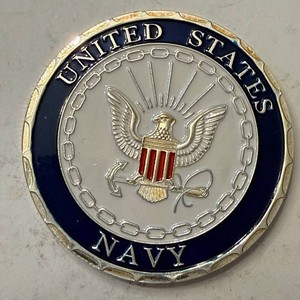 United States Navy Round Medallion - Navy Emblem with Eagle & Anchor
