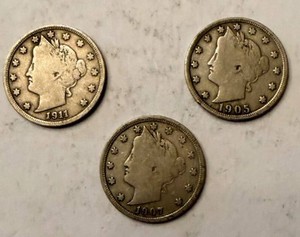 United States Liberty Head Five-Cent Nickel (V Nickel) - 1905, 1907, 1911