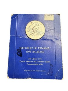 Panama 5 Balboas 1970 Central American and Caribbean Games Silver Proof Coin