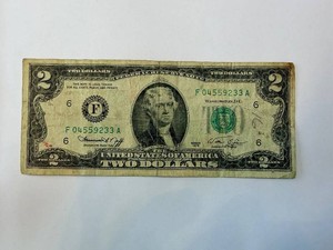 1976 Series US $2 Bill - Jefferson Obverse, Declaration of Independence Reverse