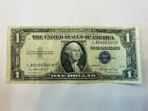 One Dollar Bill - Series 1953E - Serial L8040834H - Federal Reserve Note
