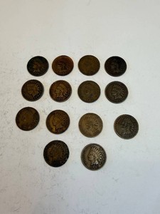 Indian Head Cents - 1 Cent Coins, Assorted Dates (Lot of 14)