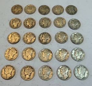 Roosevelt Dimes (Lot of 25) 1941-1945