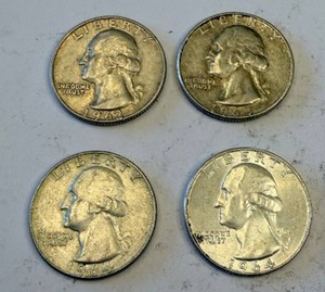 United States Quarters (Lot of 4) Washington 1962-1964