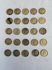Roosevelt Dimes - 25 US One Dime Coins, Circulated