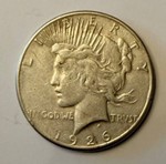 1926 Peace Dollar - United States Silver Dollar, 90% Silver, Circulated