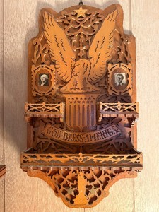 Patriotic Vintage Cutout Wall Shelf wEagle, Shield &amp Statue of Liberty