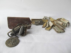Old Vintage Keychains Full of Mini DAV License Plates Fobs Advertising etc