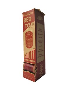Vintage 1930s General Store RED TOP SNUFF Advertising Display Box wOriginal Snuff Can