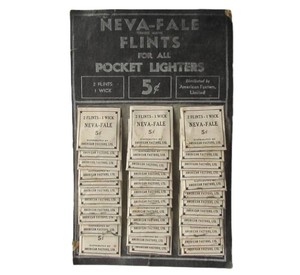 Antique 1920s NEVA-FALE Advertising Pocket Lighter Flints Store Display wOriginal Product