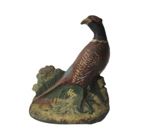 Original Old Vintage Cast Iron Pheasant Doorstop