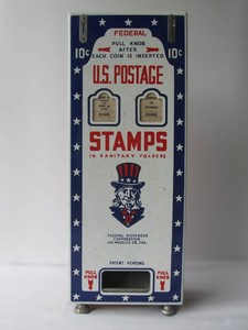 Old vintage 10 Cent Coin-Op US POSTAGE STAMPS Vending Machine&nbsp