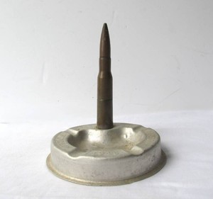 Vintage WW2 Trench Art Style Ashtray wBullet