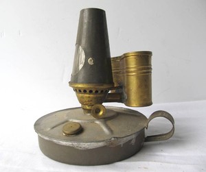 Small Antique 1903 OAKES Brass &amp Tin Handheld KeroseneOil Lamp
