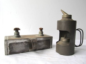 2 Early Antique Small Handheld Oil  Kerosene Lamps