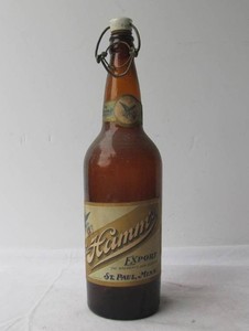 Large Picnic Size Antique HAMMS Export Beer Bottle wPaper Label &amp Stopper
