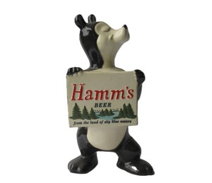 Vintage HAMMS Bear Advertising Ceramic Coin Bank - Repair to Foot
