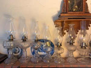 Lot of 7 Vintage Glass Oil Lamps