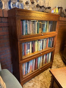 Antique Oak 3-Section Lawyers Bookcase wBase &amp Top