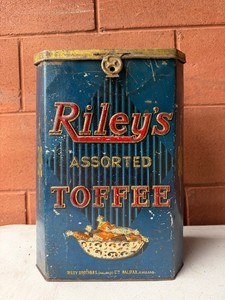 Large Antique Embossed Tin General Store Advertising Counter Display - Rileys toffee