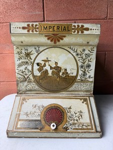 Large Antique 1890s IMPERIAL Tin Litho General Store Coffee Tea Advertising Counter Display